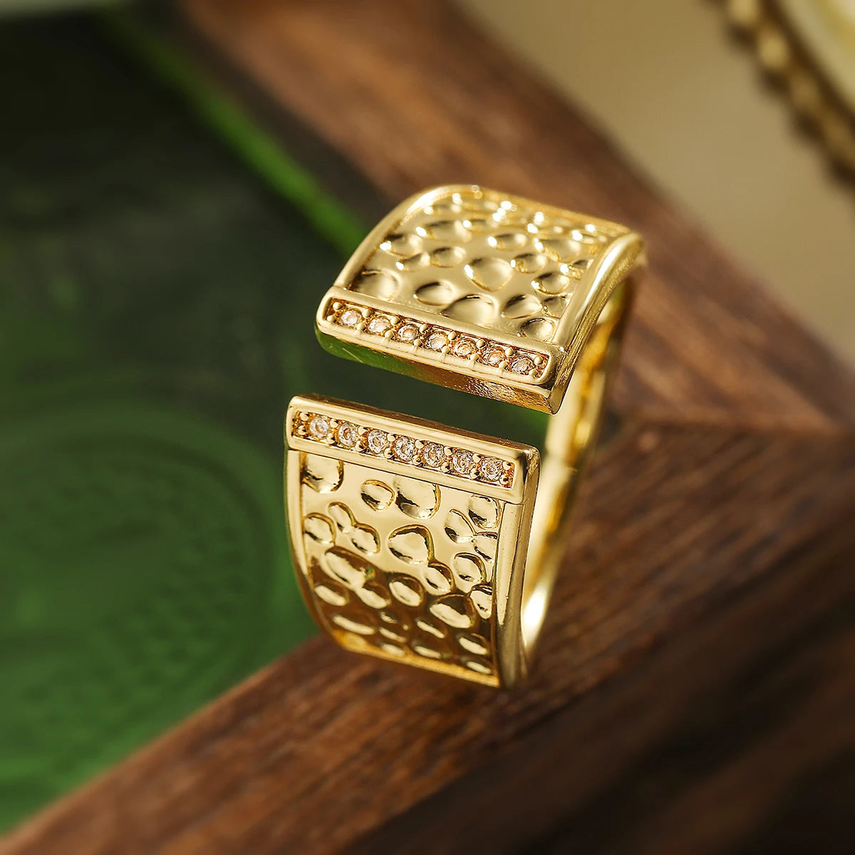 NEWBUY Fashion Gold Color Copper Party Jewelry Shiny AAA CZ Inlay Open Rings Finger Accessories