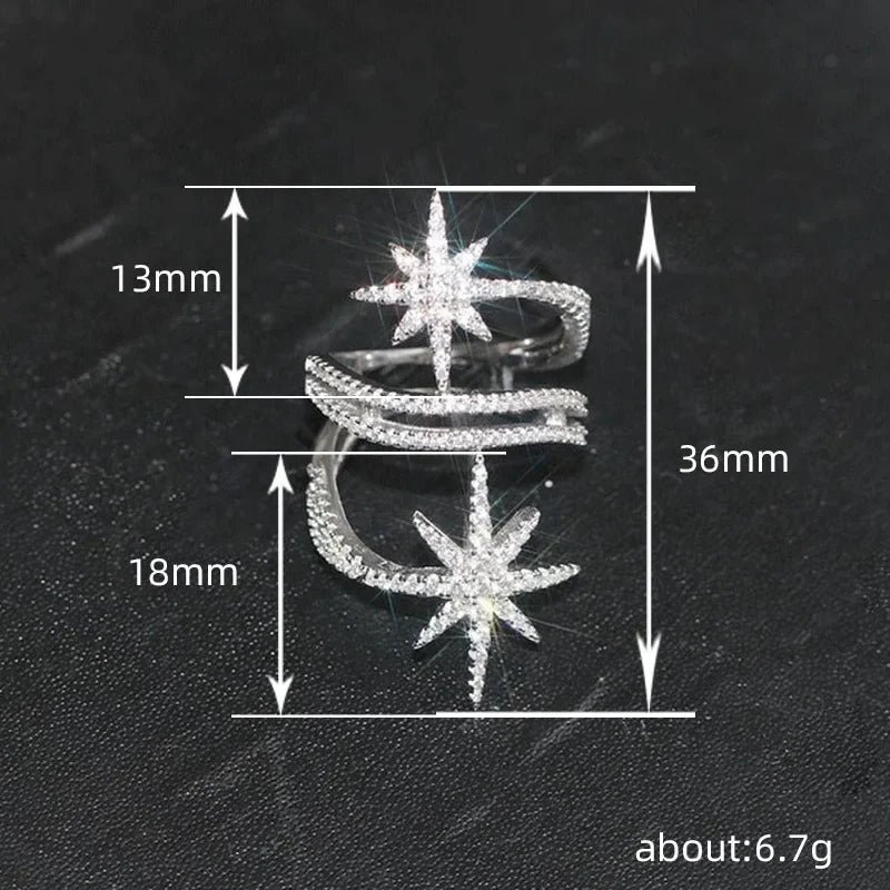 New European and American Light Luxury Niche Ring, Personalized Micro Inlaid with Stars, Multi-layer Surround Geometric Jewelry