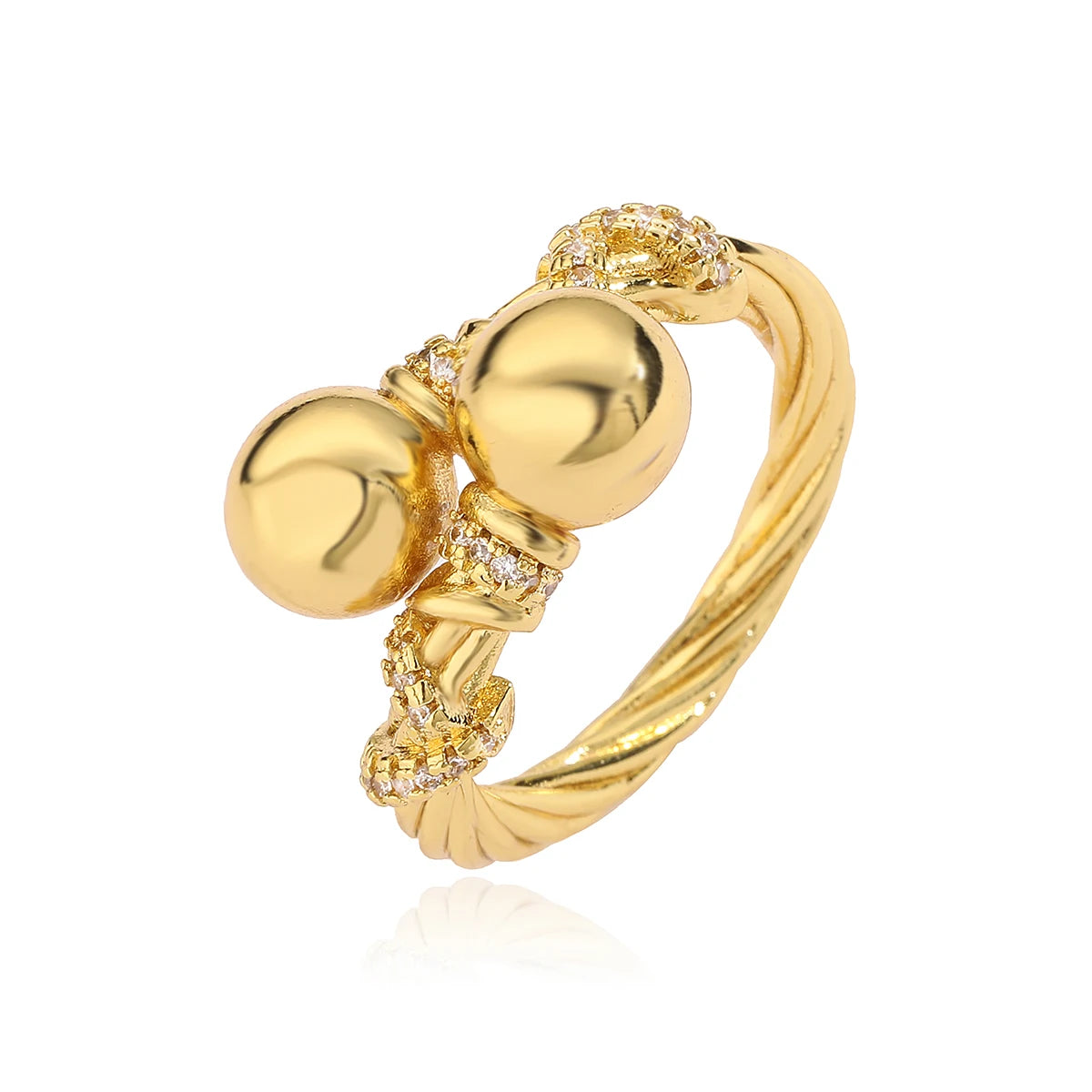 NEWBUY Fashion Gold Color Copper Party Jewelry Shiny AAA CZ Inlay Open Rings Finger Accessories